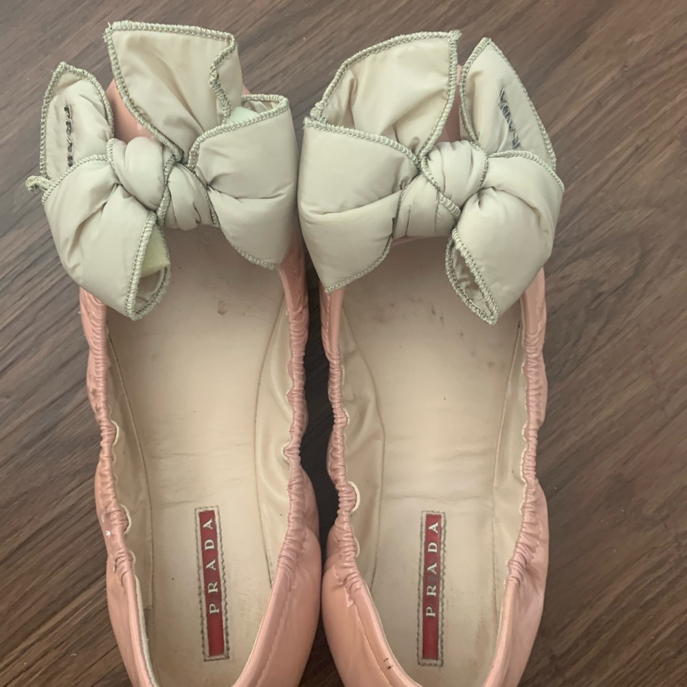 Prada Puff Bow Ballet Flats